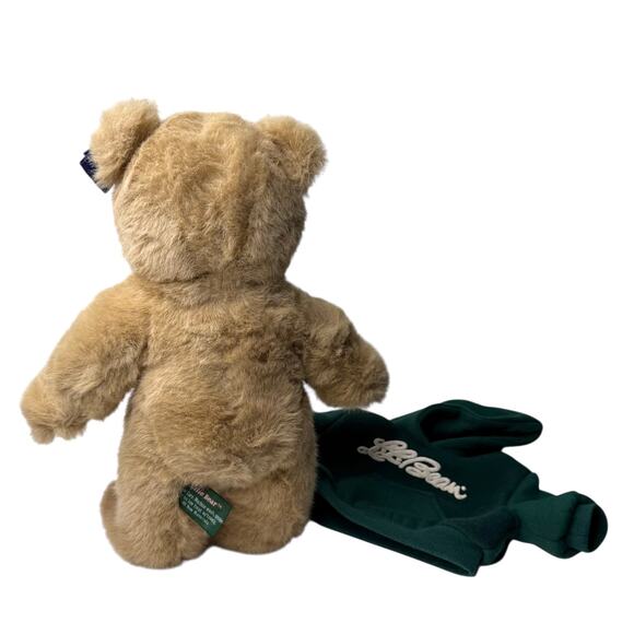 VTG LL Bean Ellie TEDDY BEAR 15” Plush In Green Hoodie Sweatshirt Stuffed Animal - Picture 9 of 11